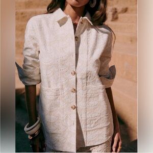 NWOT Sezane Embroidered White Will Jacket